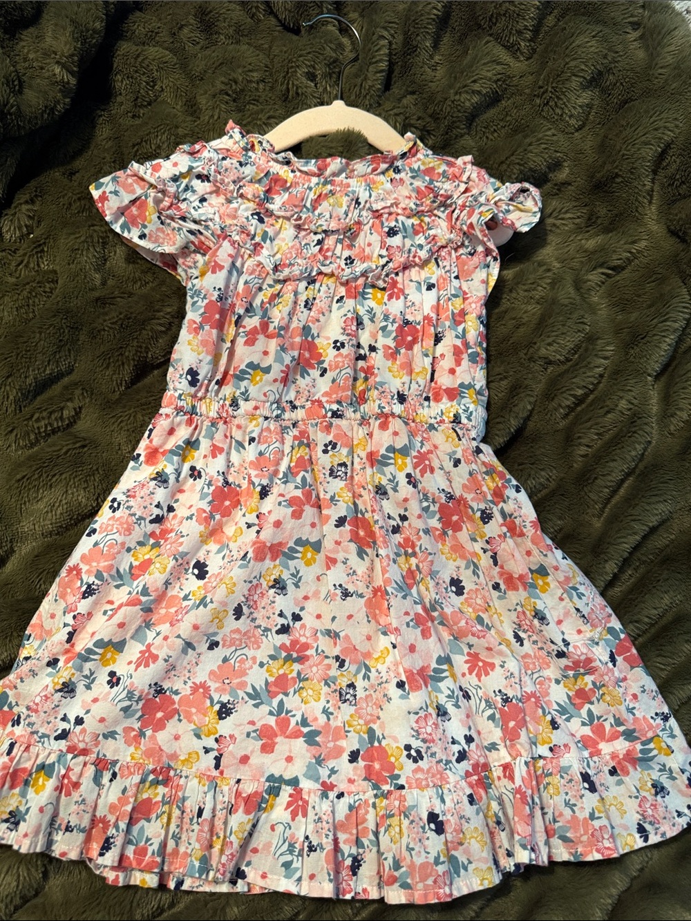 Janie and Jack Girls' Floral Ruffle Dress - Pink Multi color